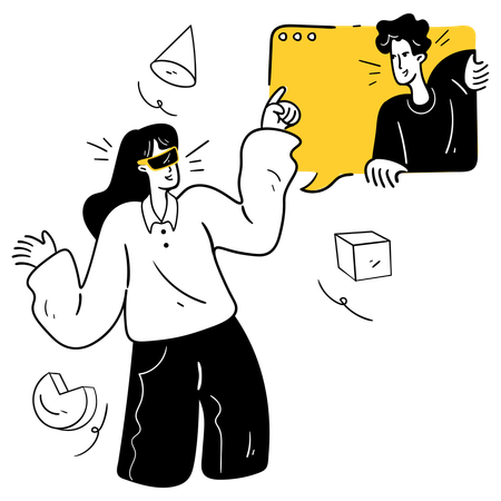 Girl doing Augmented Reality Communication  Illustration