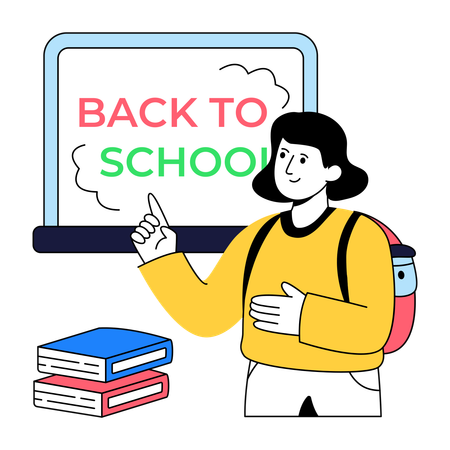 Girl Doing Back To School  Illustration