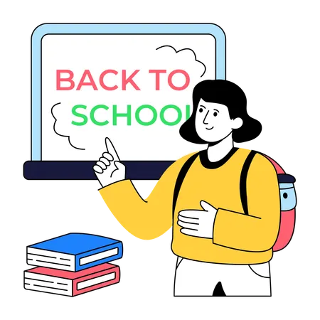 Girl Doing Back To School  Illustration