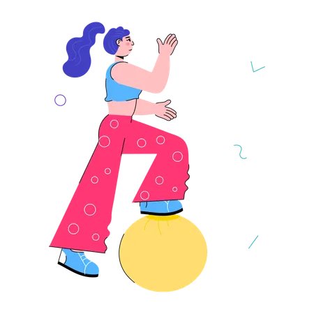 Girl doing Ball Exercise  Illustration