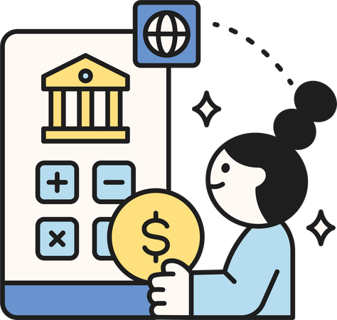 Girl doing bank investment  Illustration