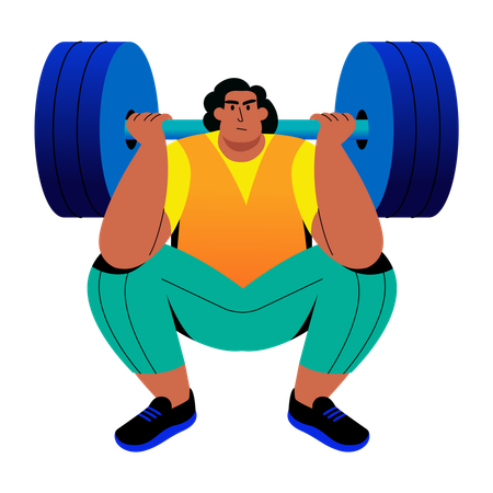 Girl doing barbell exercise  Illustration