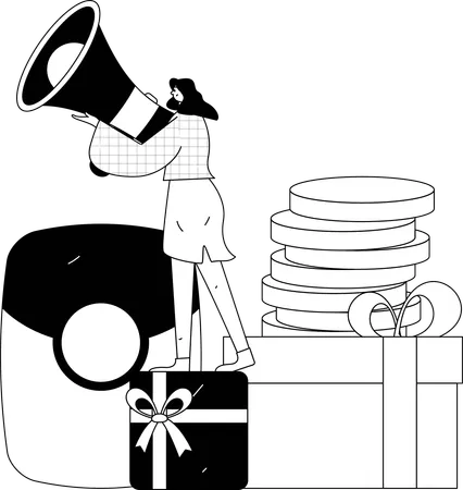 Girl doing bargaining in shopping  Illustration