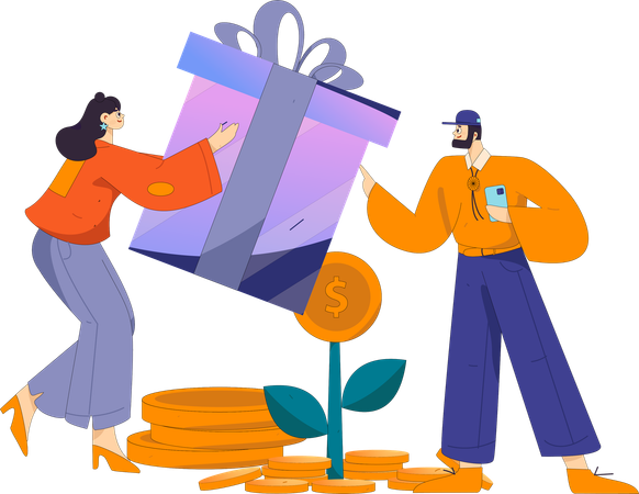 Girl doing bargaining in shopping  Illustration