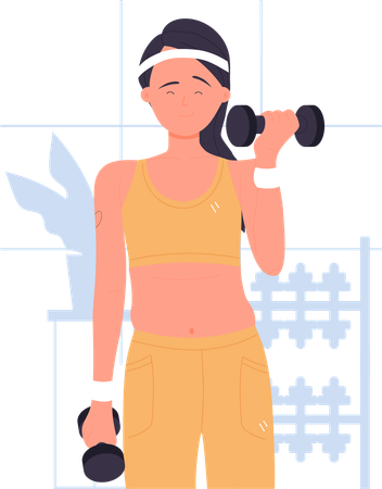 Girl doing bicep exercise  Illustration