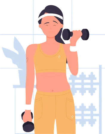 Girl doing bicep exercise  Illustration