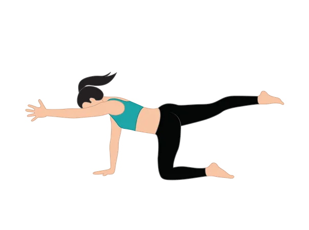 Girl doing bird dog pose  Illustration