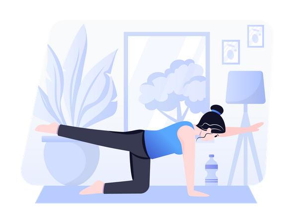 Girl doing bird position yoga Illustration