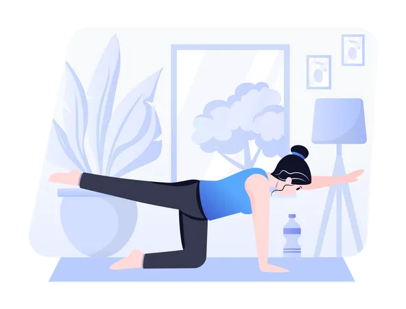 Girl doing bird position yoga Illustration