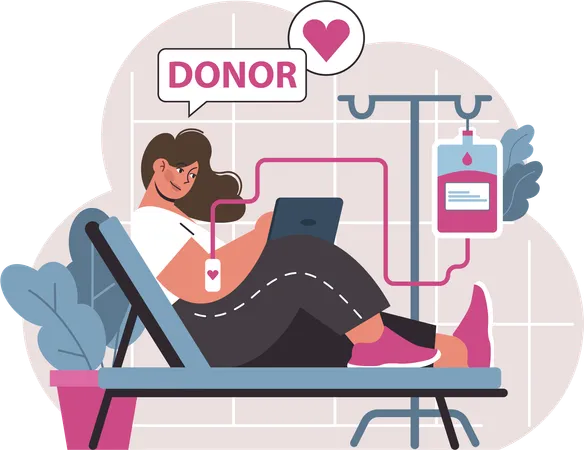Girl doing blood donation  Illustration
