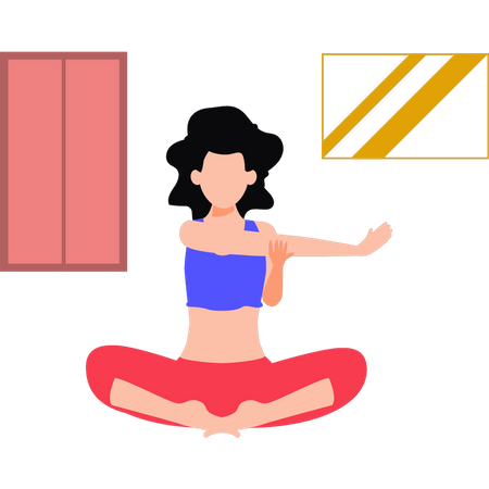 Girl doing body stretching exercise  Illustration
