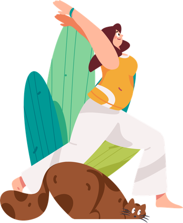 Girl Doing Body Stretching Exercise  Illustration