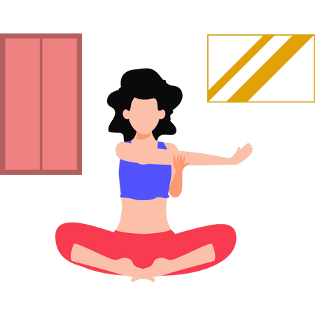 Girl doing body stretching exercise  Illustration