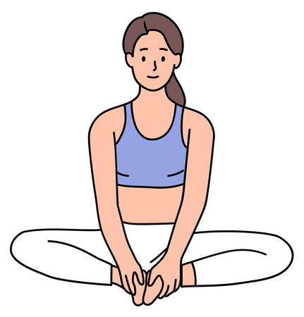 Girl doing Bound Angle Yoga Pose  일러스트레이션