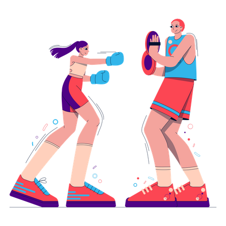 Girl doing boxing practice Illustration