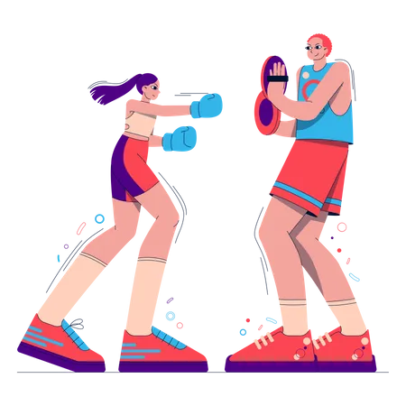 Girl doing boxing practice Illustration