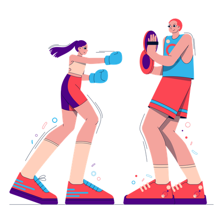 Girl doing boxing practice  Illustration