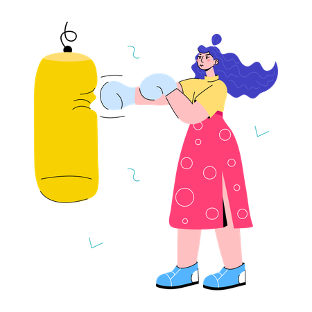 Girl doing Boxing Practice  Illustration