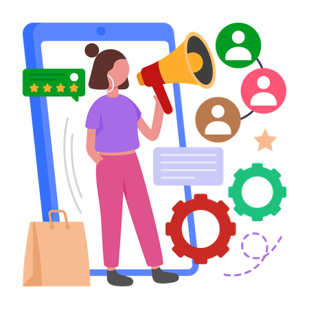 Girl doing Brand Promotion  Illustration