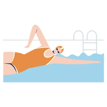 Girl doing Breath Control technique for swimming  Illustration