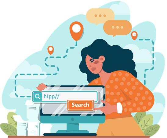 Girl doing browser search  Ilustração