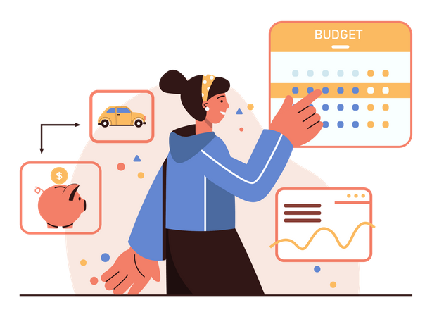 Girl doing budget planning  Illustration