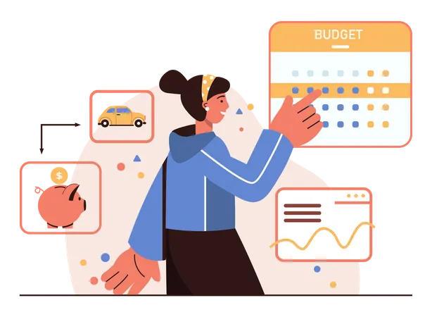 Girl doing budget planning  Illustration