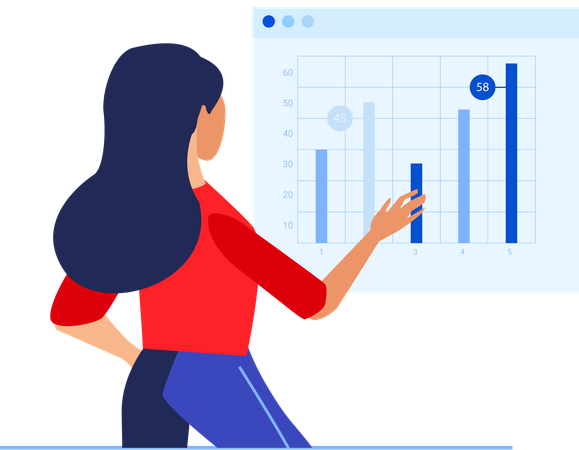 Girl doing business analysis  Illustration