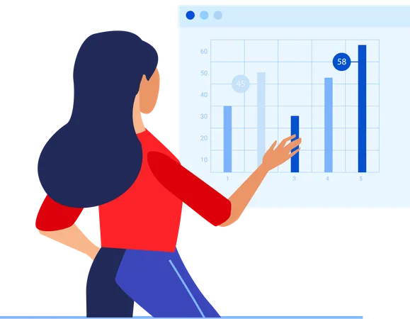 Girl doing business analysis  Illustration