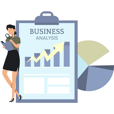 Girl Doing Business Analysis  Illustration