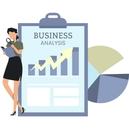 Girl Doing Business Analysis  Illustration