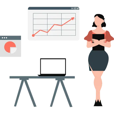 Girl doing business analysis  Illustration