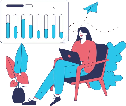 Girl doing business analytic  Illustration