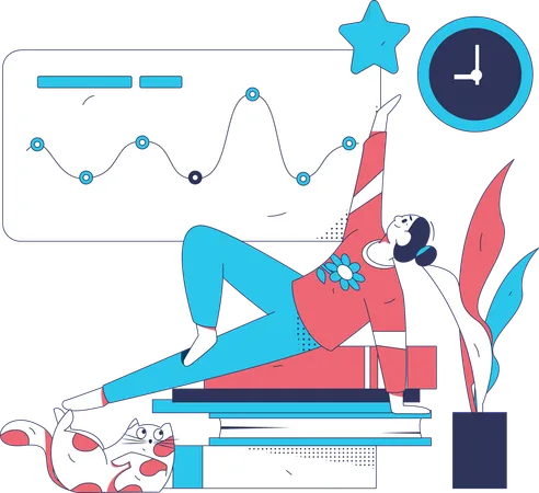 Girl doing business fitness activity  Illustration