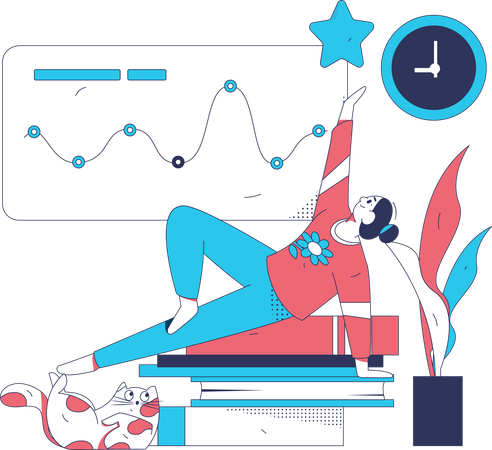 Girl doing business fitness activity  Illustration