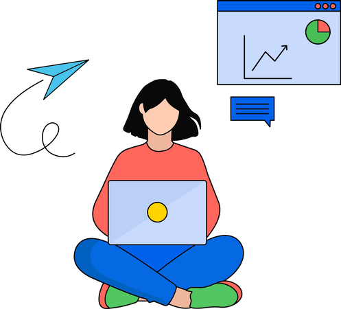 Girl doing Business Idea Analysis  Illustration