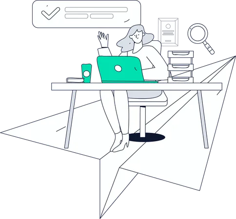 Girl doing business planning  Illustration