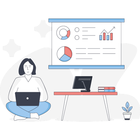 Girl Doing Business Presentation  Illustration