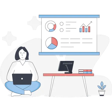 Girl Doing Business Presentation  Illustration