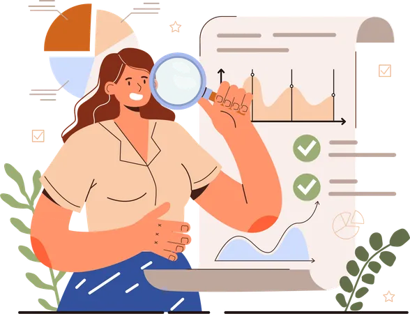 Girl doing business research  Illustration