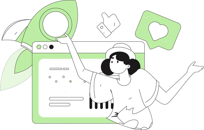 Girl doing Business startup analysis  Illustration