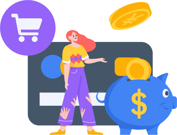 Girl doing card payment  Illustration