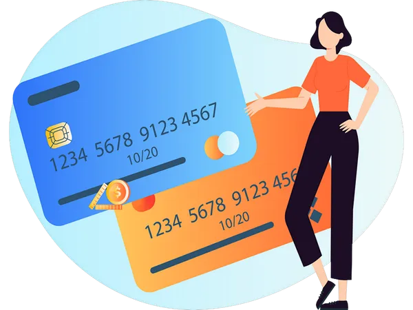 Girl doing card payment  Illustration