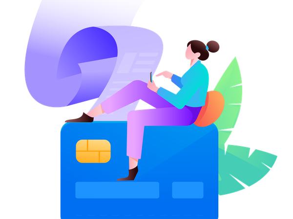 Girl doing card payment  Illustration