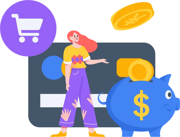 Girl doing card payment  Illustration