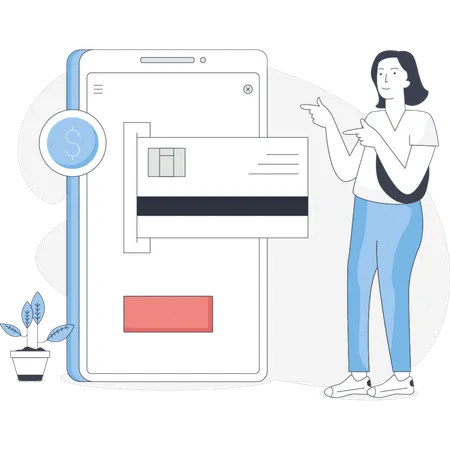 Girl  doing card payment  Illustration