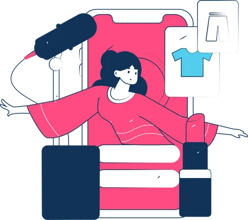 Girl doing card payment  Illustration