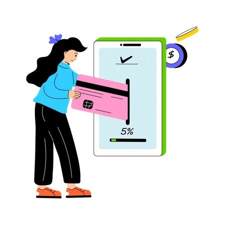 Girl doing Card Payment  Illustration