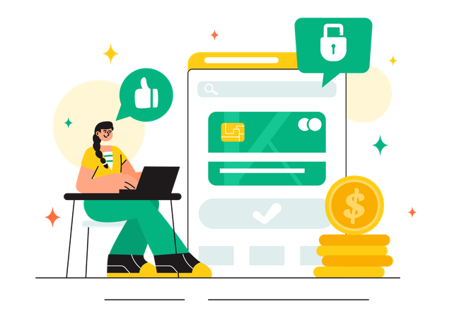 Girl Doing card payment  Illustration