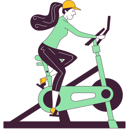 Girl doing cardio on stationary bike  Illustration